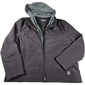 KENNETH COLE REACTION Full Double-Zip Gray Hooded Lined Jacket Men's Size XXL